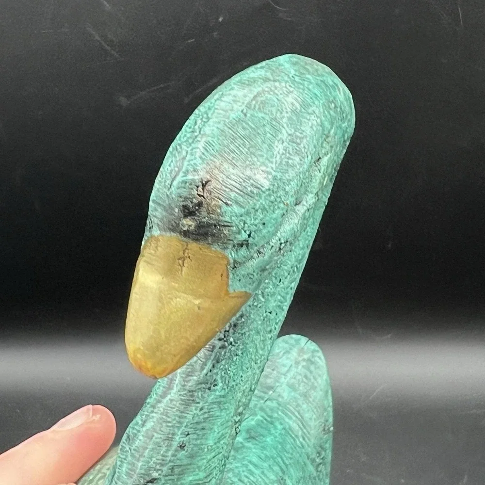 Vintage Verdigris Brass Swan Bird Blue Green Gold Decor‎ Heavy 5